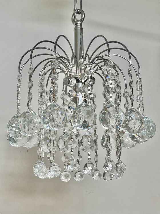 Image 1 of Set van 3 gemerkte SWAROVSKI STRASS kroonluchters hanglampen chrome vintage