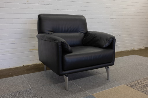 Leolux Bora Balanza Fauteuil en cuir noir