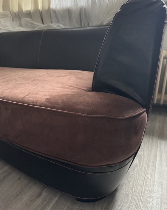 Image 1 of High-end designer lounge sofa – Italian luxury, leather & fabric, extra deep seating comfort
