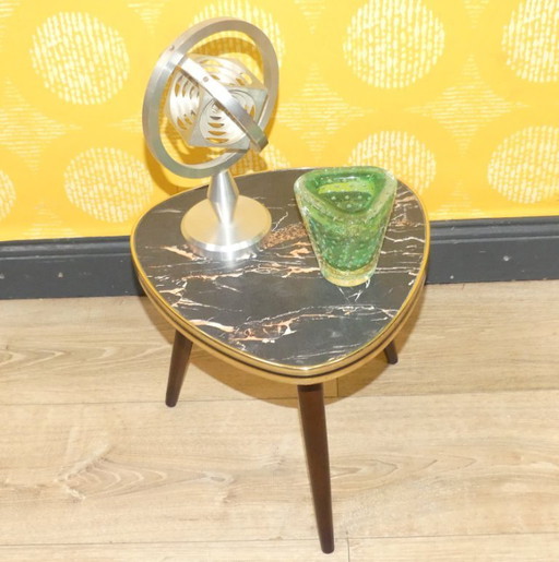 Original 50s 60s flower stool formica gray rose marbled Ø29 H28.5 mini kidney-shaped table vintage retro flower stool plant stan