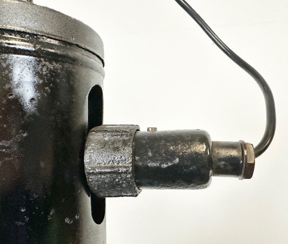 Image 1 of Industrial Black Enamel Factory Hanging Lamp, 1950s