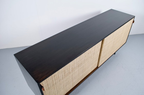 Image 1 of FLORENCE KNOLL SIDEBOARD MODEL 116 WOOD, LEATHER AND RAFFIA 1960