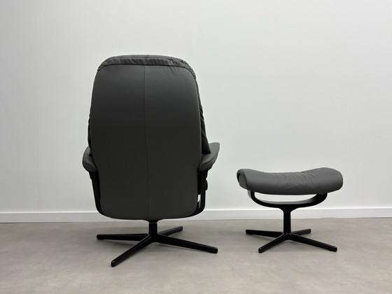 Stressless Sunrise Cross Poltrona + Poggiapiedi Grigio Come nuovo! – Poltrone relax, Pelle, Metallo (photo 15 of 15)