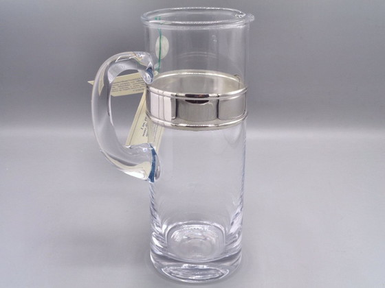 Image 1 of Karaf van geblazen glas met een band van 925 zilver.