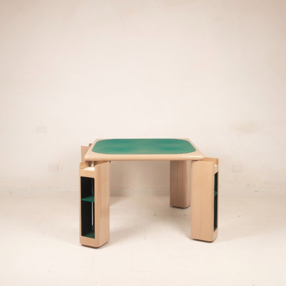 Pierluigi Molinari Lacquered Wood and Green Felt Game Table for Pozzi 1970, Dining tables, Beige (photo 2 of 21)
