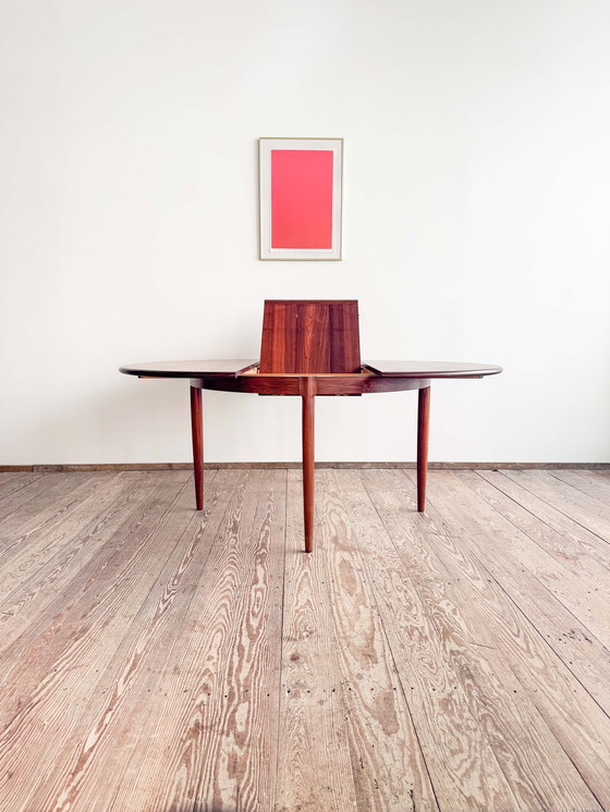 Image 1 of Table de salle à manger extensible de Niels O. Møller pour JL Mollers, ronde, design danois, années 1950, Danemark
