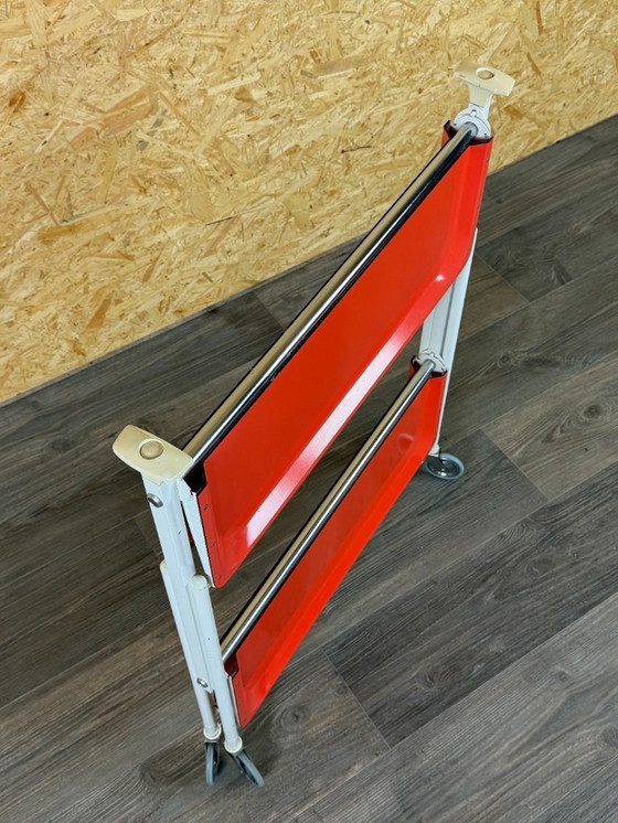 Image 1 of 60er 70er Jahre Servierwagen Dinett Beistelltisch Orange Space Age Design