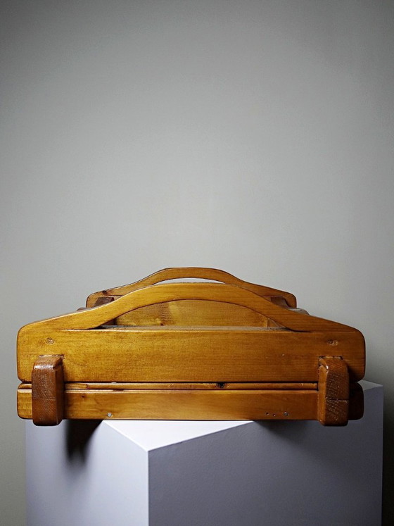 Image 1 of Solid wood tray with handles, handcrafted, rustic style, 1960s-70s