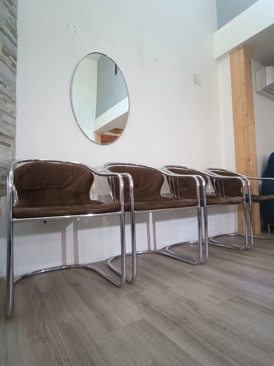 Cantileverstoelen van Gastone Rinaldi voor Rima, jaren 70. – Eetkamerstoelen, Metal (photo 3 of 14)