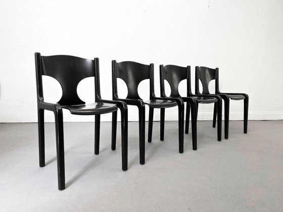 1/4 Augusto Savini Pozzi Chair Black Wood Brass 60s, Dining chairs (photo 5 of 12)