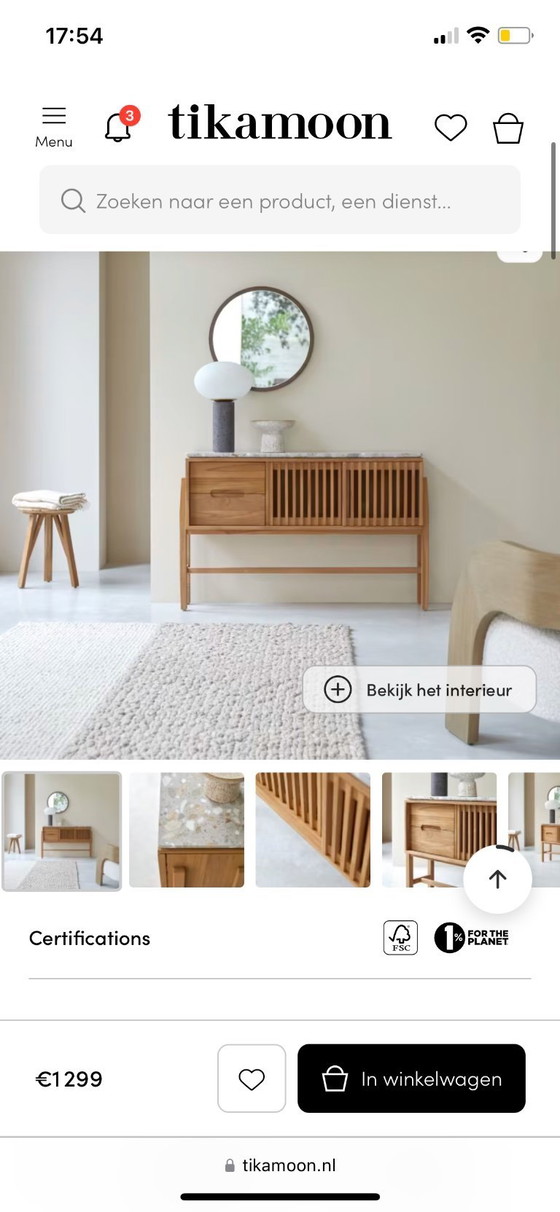 Image 1 of Tikamoon Isaure sideboard solid wood & terrazzo top