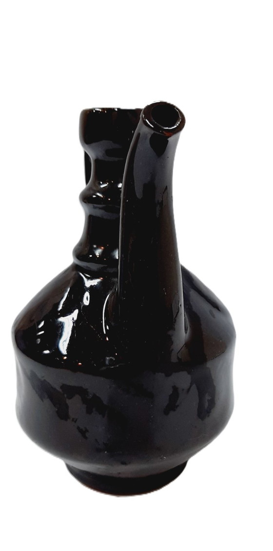 Image 1 of Vintage dark brown glazed ceramic jug