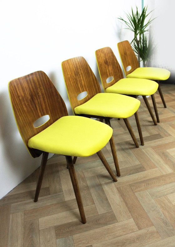 Image 1 of 4x Chaises Table basse Tatra jaune et Opaxite