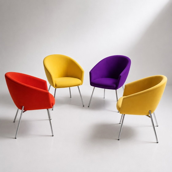 4 x Originele Artifort Megan Fauteuils van Rene Holten – Metal, Textile (photo 6 of 9)
