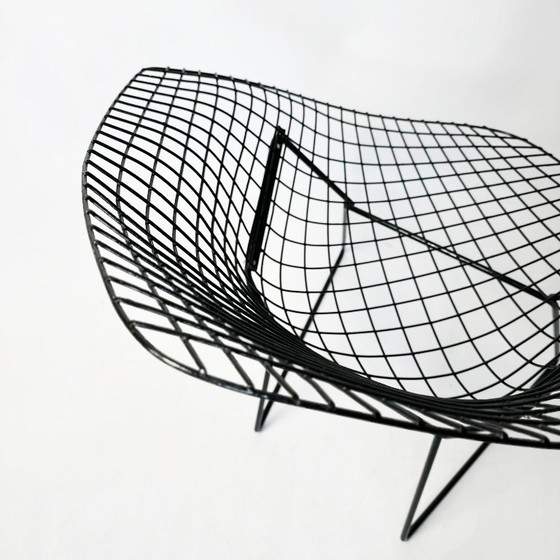Image 1 of Sedia Bertoia Diamond originale nera vintage in ottime condizioni