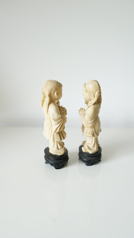 Image 1 of Lot de 2 statuettes chinoises - Art d'Asie - XXème