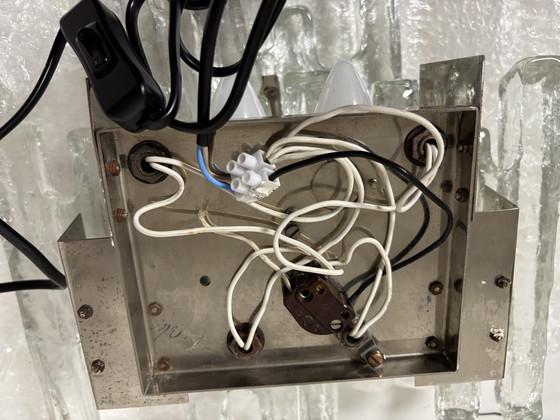 Image 1 of Gran lámpara de pared J.T. Kalmar 'PAN' en cristal hielo y níquel, años 70