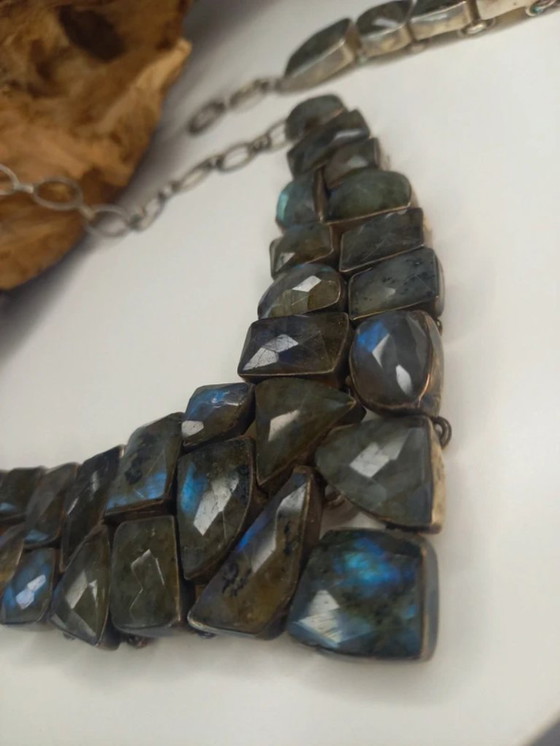 Image 1 of Jewelry set silver 925 with semi-precious stone labradorite.