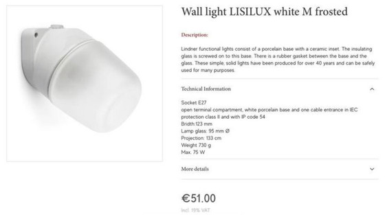 Image 1 of Lampada da parete LISILUX, bianco M smerigliato