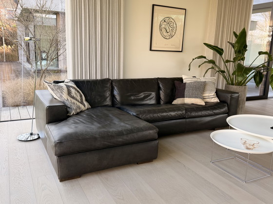 Image 1 of Canapé 3 places en cuir noir Molinari Happy Time