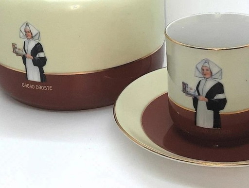 Vintage 1935 Droste chocolate cocoa pitcher and cup and saucer