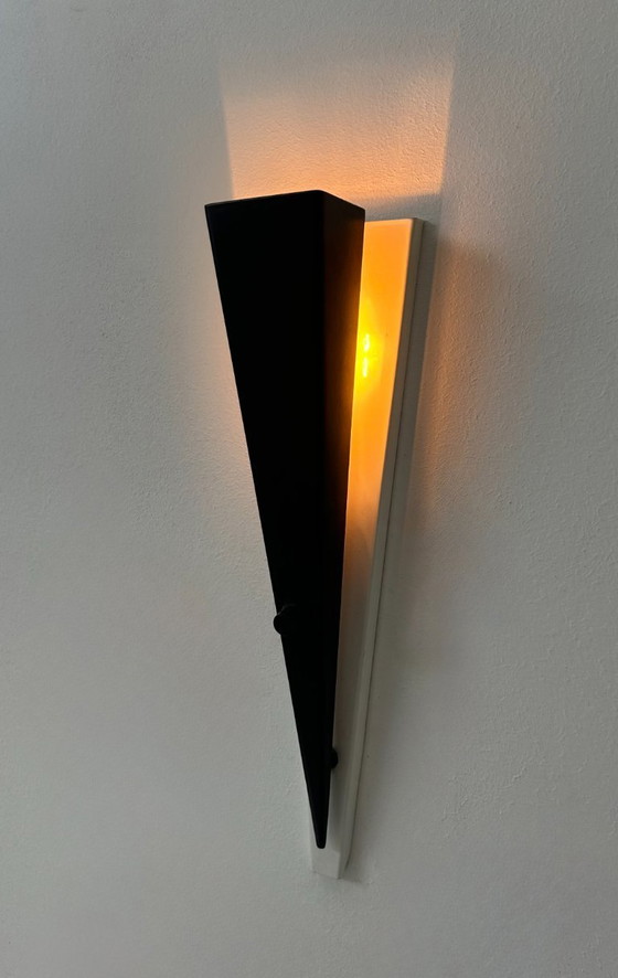 Image 1 of Coppia di applique vintage, metallo laccato bianco e nero, Francia, 1970