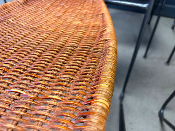 Sillas de mimbre de Frederick Weinberg, década de 1960, juego de 6 – Sillas de comedor, Metal, Wicker (photo 7 of 9)