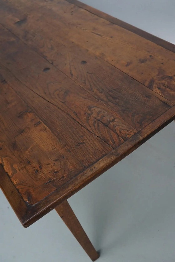 Image 1 of Mesa de comedor rústica francesa de madera de olmo, siglo XX
