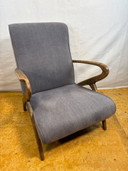 Poltrona in legno curvato stile Mid Century Retro Vintage di Parker Knoll – Rivestimento grigio – Elegante e confortevole Aggiun