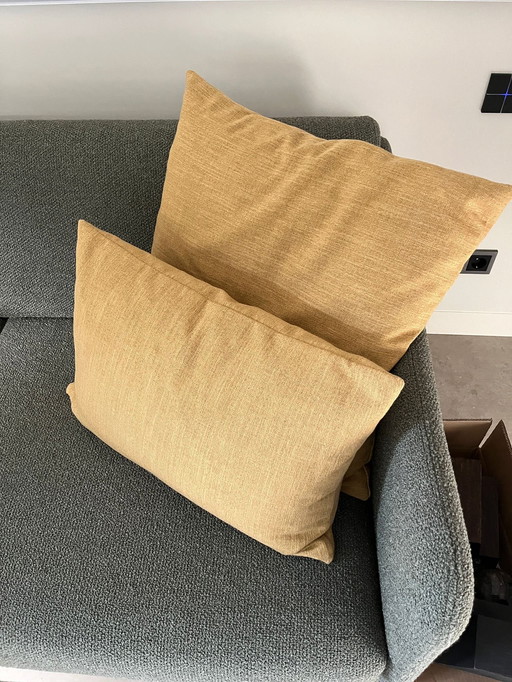 2 kussens geel prachtige stof