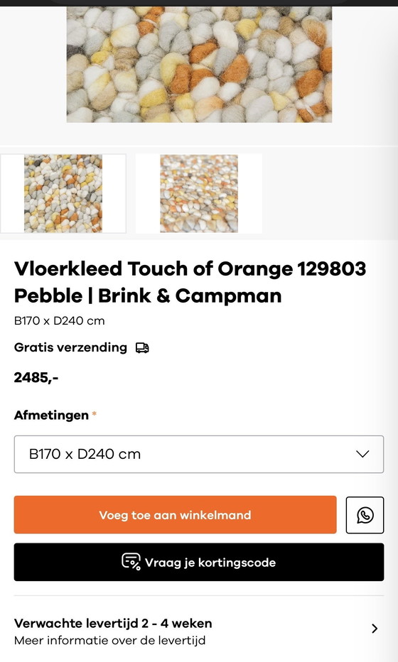Image 1 of Brink en Campman Teppich Pebble Touch of Orange NEU