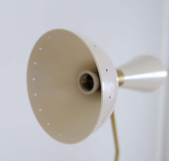 Image 1 of Italiaanse Moderne Tafellamp Messing, Stilnovo Stijl