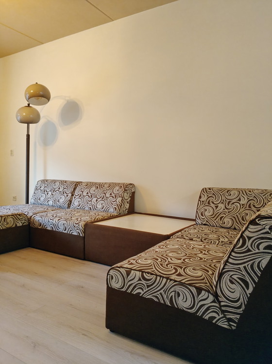 Image 1 of Vintage 70's space age design element sofa brown/cream