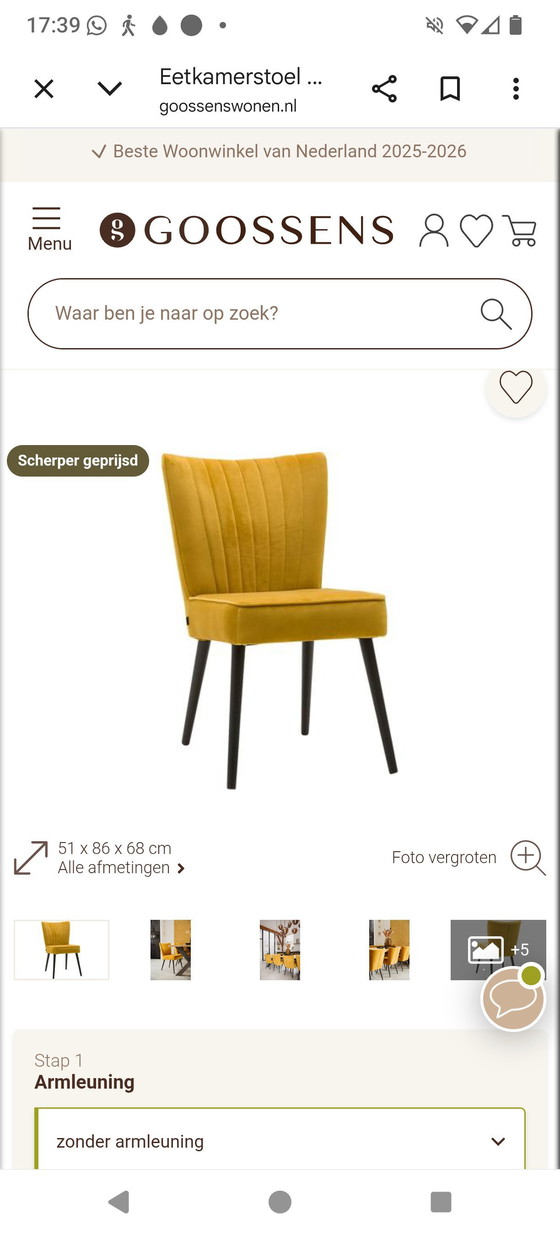 Image 1 of 6 ochre yellow Goossens dining chairs (model Rob)ob)