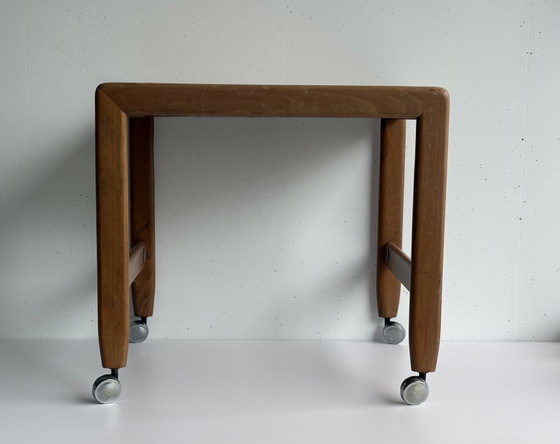 Vintage Danish design teak wood bar cart trolley 1960s, Metal, Brown (photo 12 of 15)