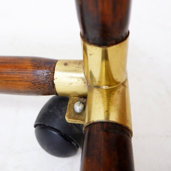 Image 1 of Coffee table in bamboo and brass, glass top, 1960s