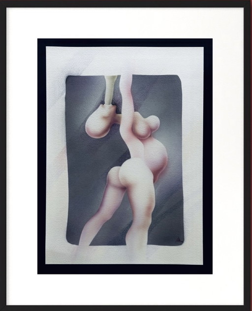 Yvon Adam rare erotic painting circa 1985 - framed