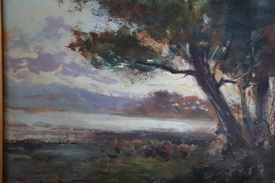 Image 1 of Paesaggio di Ischia, dipinto a olio su tavola, Italia, inizio XX secolo