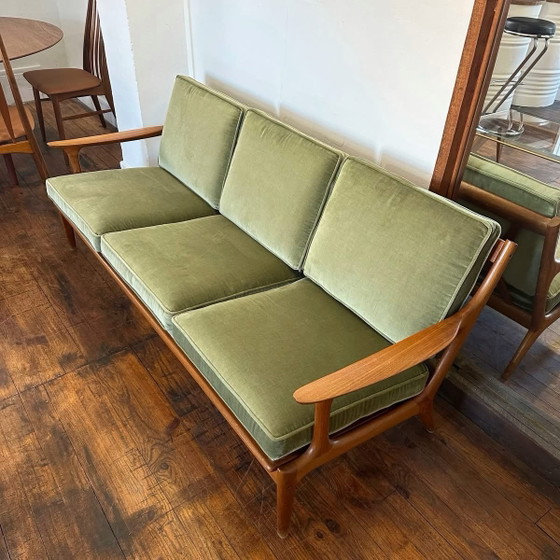 Ensemble canapés scandinaves, 1960, Edvard Valentinsen, Coins salon, Velours, Vert (photo 3 sur 15)