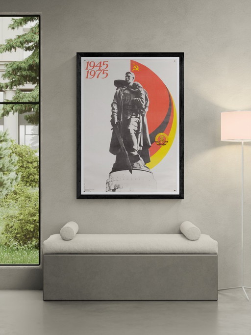 1945 - 1975 - Vriendschap tussen de DDR en de USSR – Originele vintage politieke propagandaposter – Koude Oorlog – 114x81 cm