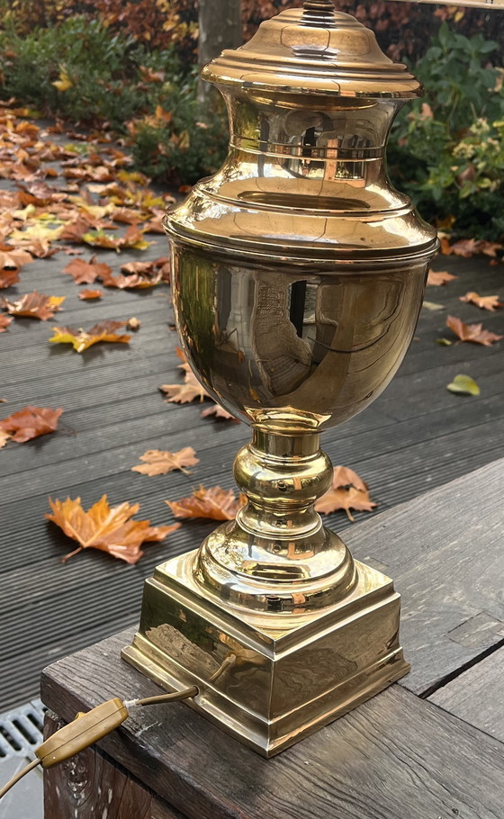 Image 1 of Vintage massief messing tafellamp jaren 50