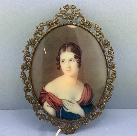 Ritratto Illuminato Vintage Paolina Bonaparte 40cm – Applique, Glass, Wood (photo 3 of 9)