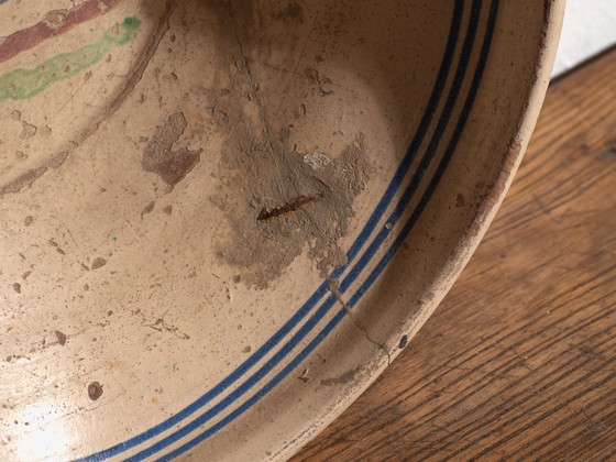 Pair of Antique Glazed Ceramic Bowl and Jug, Central Europe, circa 1900, Crockery, Blue (photo 7 of 14)