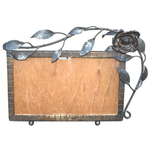 Marco de fotos art déco antiguo en hierro forjado