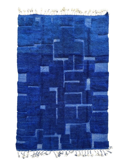 Berberblauw Nieuw Marokkaans Mrirt Wollen Tapijt 200x320 cm - Handgeweven Neutraal Berber Tapijt