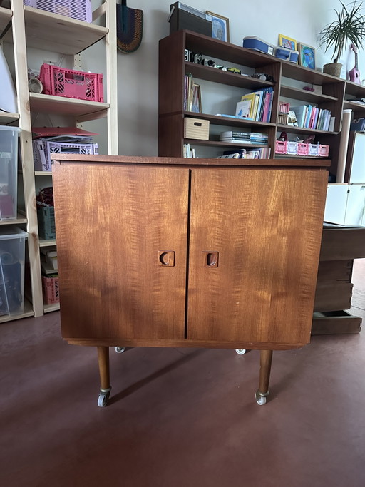 Vintage cabinet from the 1950s/60s, teak veneer, Scandinavian style