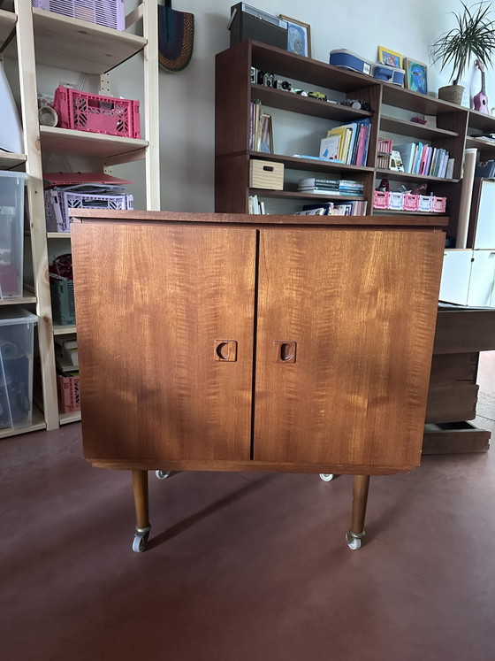 Image 1 of Vintage cabinet from the 1950s/60s, teak veneer, Scandinavian style