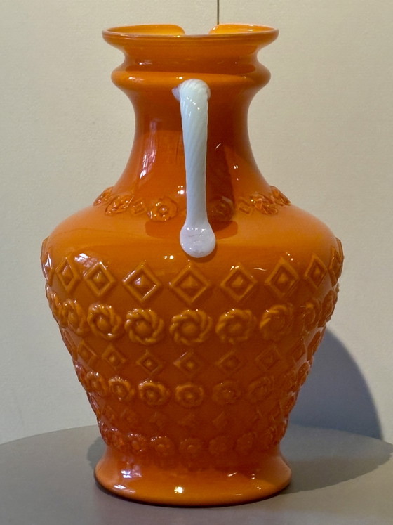 Stelvia Vintage 1960s Orange Opaline Glass Vase (Opalina Fiorentina) Empoli Italy – stelvio empoli (photo 2 of 9)