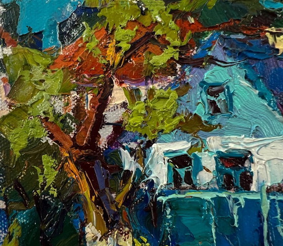 Originales Ölgemälde: Ländliche Sommerlandschaft in der Nähe des Dorfhofs – Gemälde & Zeichnungen, Canvas (photo 7 of 8)
