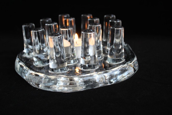 Image 1 of Chauffe-plats en verre vintage des années 1970, grand, lourd, avec tiges, style milieu du siècle, Georgsmarienhütte